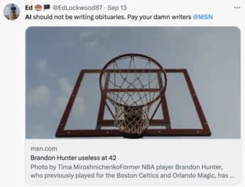AI-Generated Article Sparks Controversy by Insulting Late NBA Player