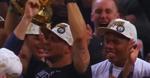 Coach Joe Mazzulla Celebrates with Celtics Fans