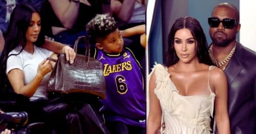 Kim Kardashian Sparks Controversy by Placing $50K+ Birkin Bag on Floor During Basketball Game Outing with Son Saint