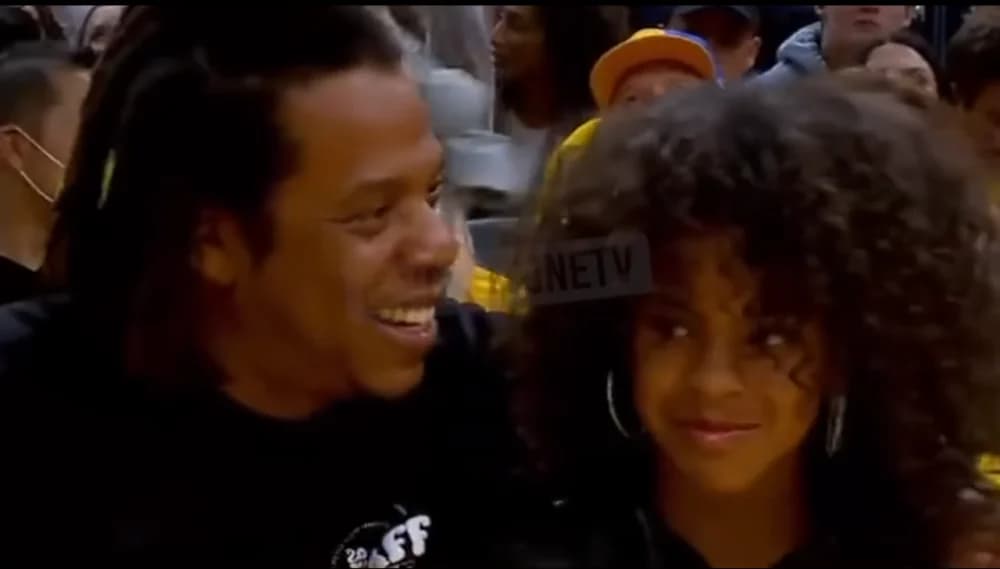 Blue Ivy rolls back the years for Beyoncé fans as she joins Jay Z to watch the Game 5 in the NBA Finals